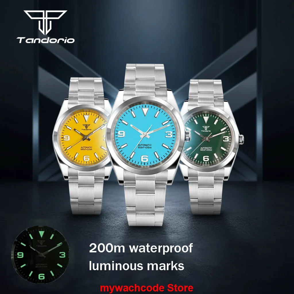 

36mm/39mm Yellow ice-Blue Green Dial Sapphire Glass Automatic Men Wristwatch Miyota 8215 Movement Green Luminous 316L Stainless