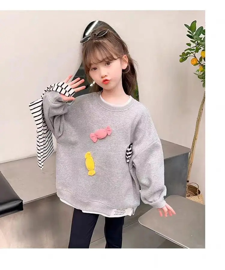 Koreanische Version Kleidung Baby Mädchen Langarm Kinder Neue Frühherbst-Sweatshirts Niedliche Bedruckte Pullover Kinder Freizeitkleidung – Detail 8