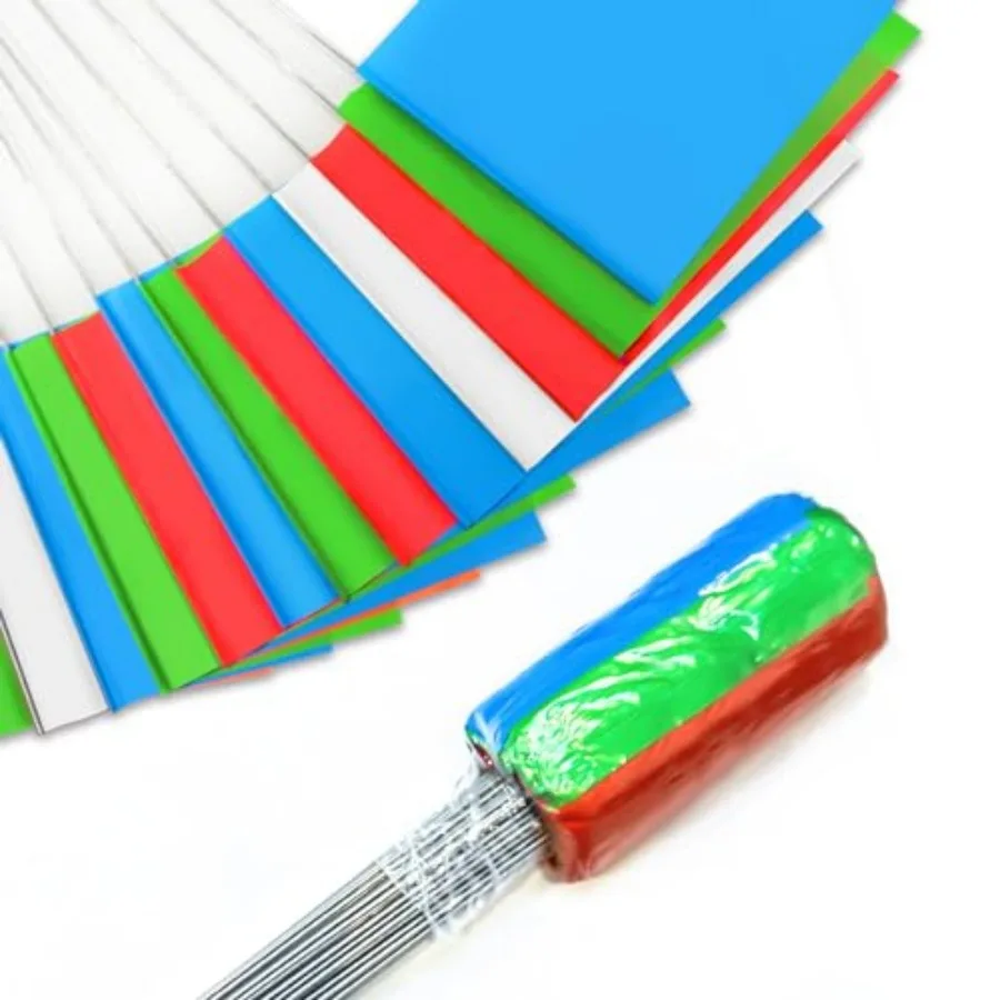 

100Pack Marking Flags, Red and Green and Blue and White, Writable/ 15x4x5 Inch, Yard Flags for Lawn and Irrigation and Landscap
