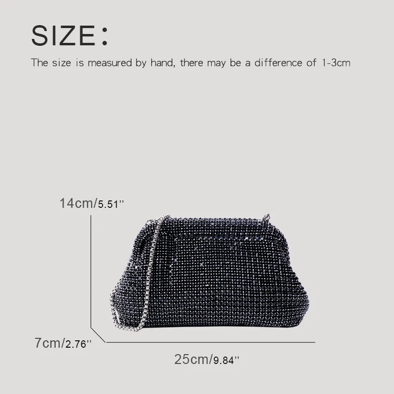 MEDIOW Clip Clutch Evening Bags For Women Luxury Designer Handbag Purse 2024 New In Shiny Imitation Diamond Chain Strap Shoulder