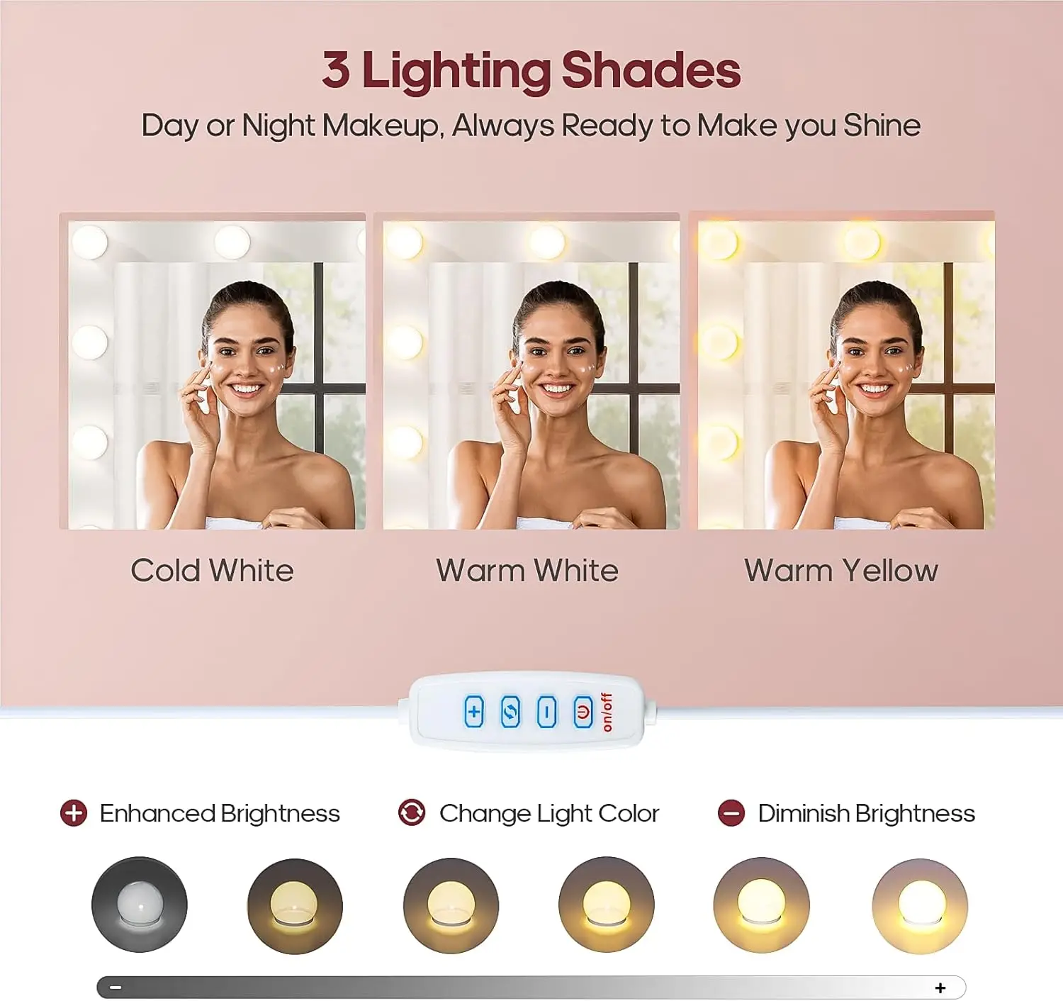 Meja Rias dengan Cermin dan Lampu Ekstra Besar, Meja Rias Rias dengan Power Strip, Meja Rias 45,3” dengan Penyimpanan, Meja Rias