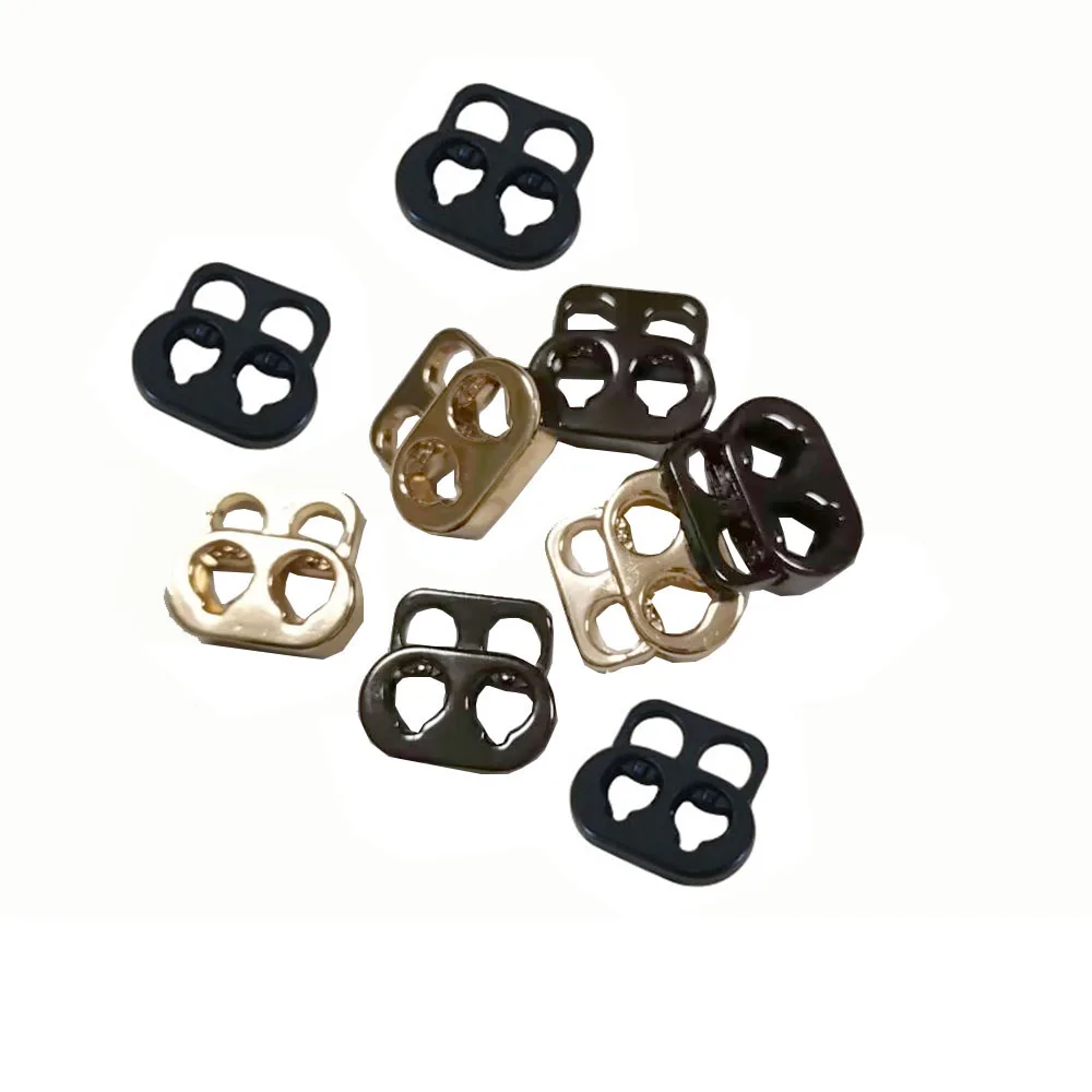 50pcs Gold/ Black  Metal Stopper Spring Toggle Clasp 4mm holes Buckle Rope Clamp Cord Locks Drawstring Stops End Clip Buckles