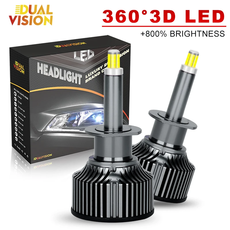 Faros LED 3D 360 H7 CANBUS 360 para Lentes de Proyector H1 H3 H8 H9 H11, Luces Antiniebla 9006 9005 9012, Lámpara LED para Auto Plug&Play 6500K