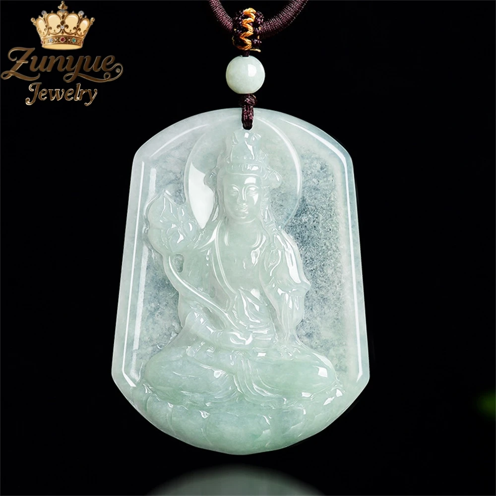 

High-End Natural Ice-Colored Jade Buddha Pendant Luxury Quality Fashion Fine Jewelry Exquisite Elegant Popular Charms Young Gift
