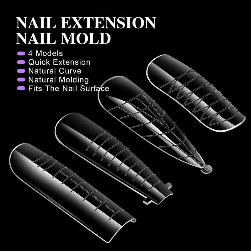 96pcs/Box Dual Forms False Nails Tips Sets For Gel Extension 4 IN 1 Quick Building French Nails Mold SoftManicure Tools