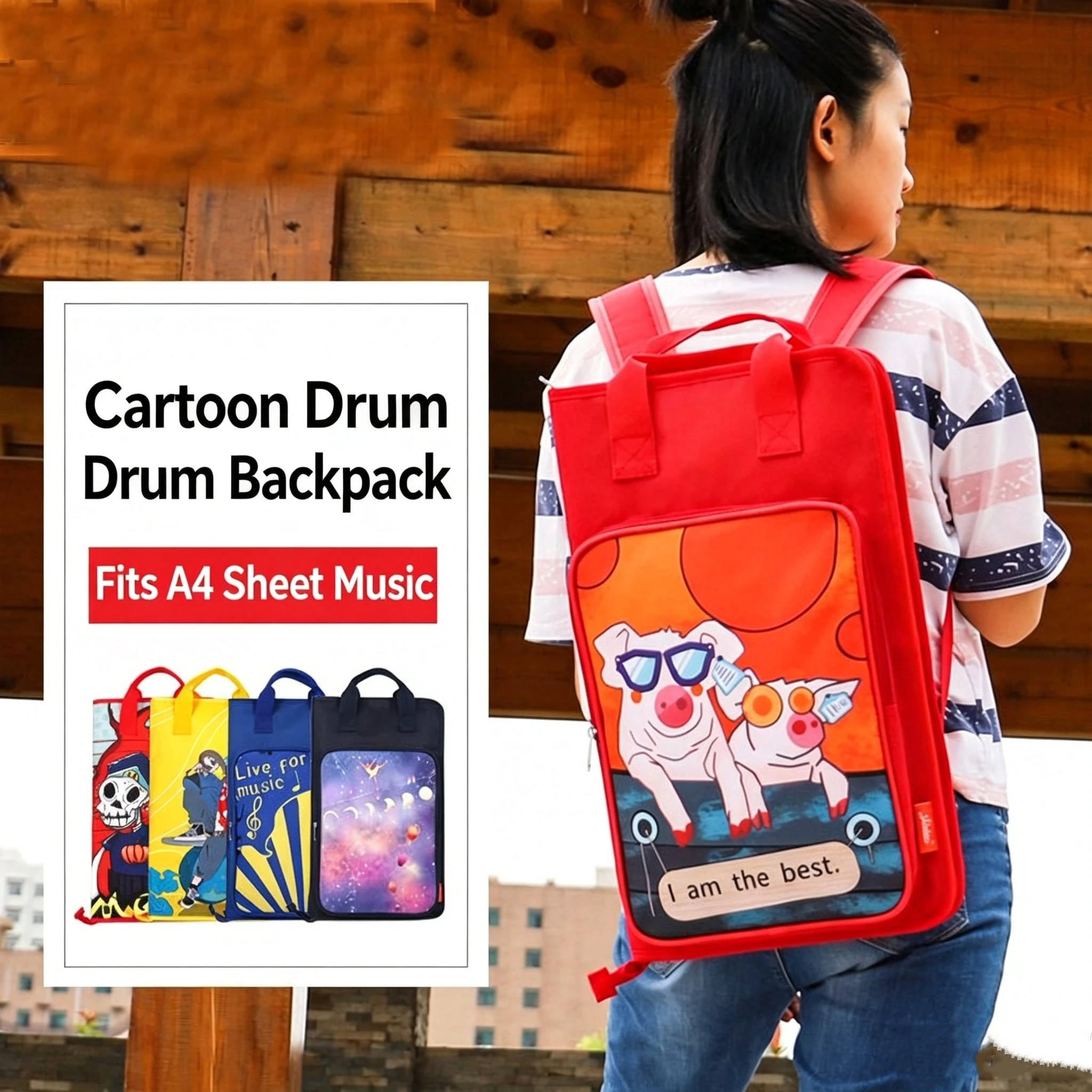 Drumstick Bag Oxford Cloth Water‑Resistant Drumstick Package Storage Pouch Large Capacity Percussion Instrument Accessories**
