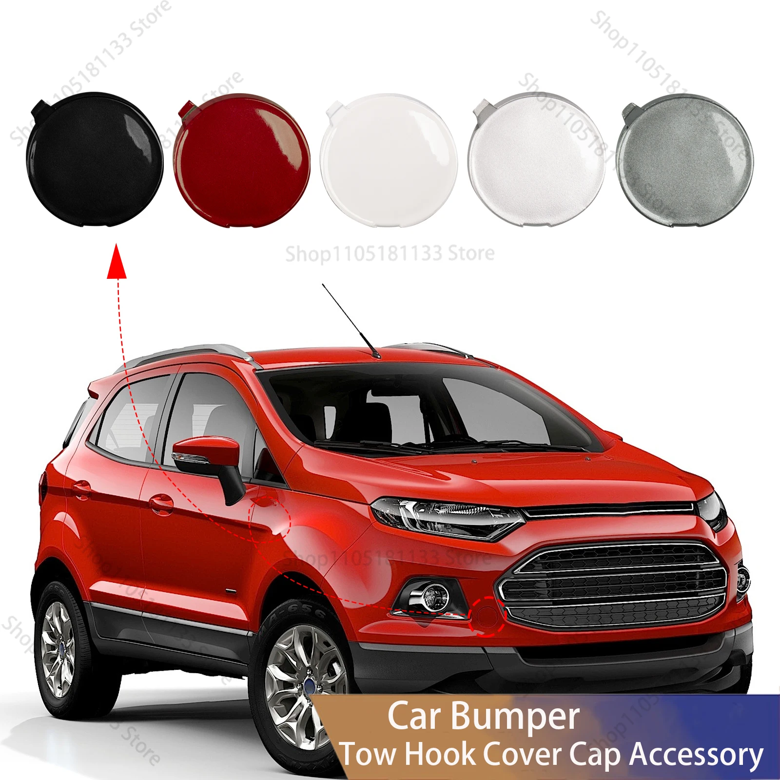 Para Ford EcoSport parachoques delantero gancho de remolque tapa de repuesto se adapta a modelos EcoSport 2013-2017 pieza de accesorio genuina