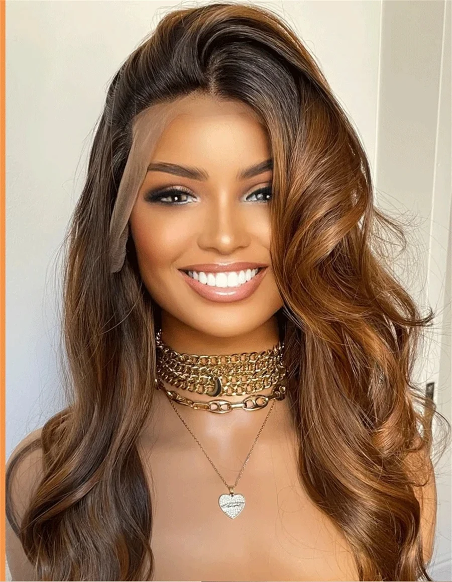 Columbina cosplay Women's wig 2026 New in Lace Front Wigs Light Brown Ombre Synthetic Hair Glueless Blend Human Hair Wig Cheap