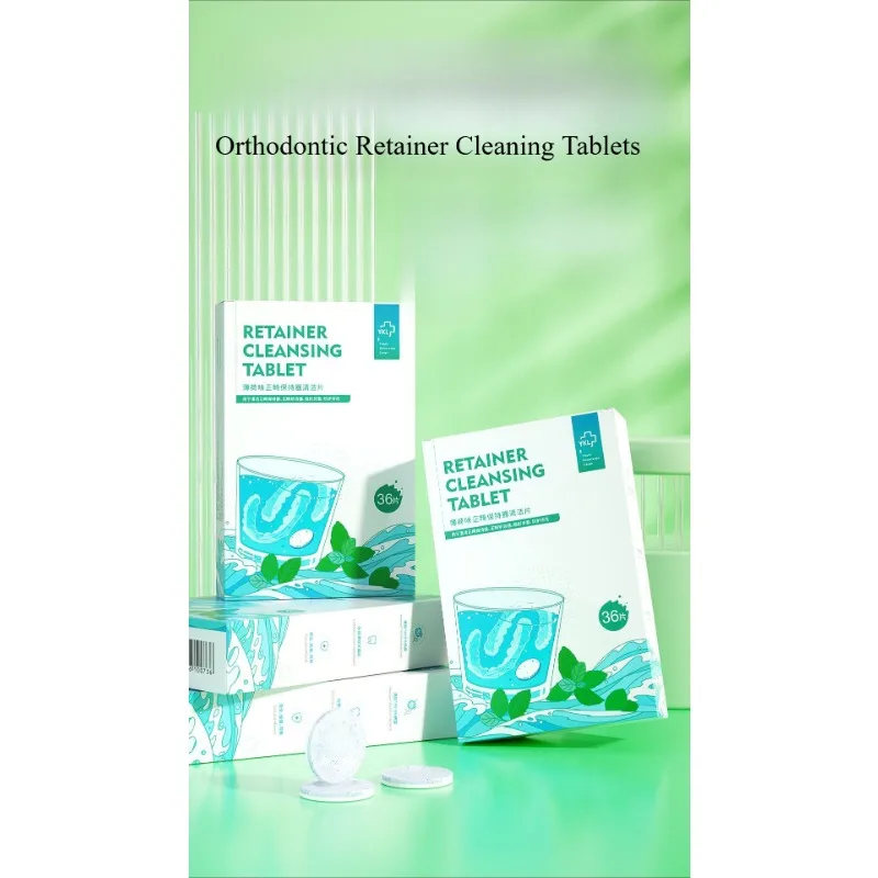 36Pcs 틀니 리테이너 청소 정제 치열 교정기 리테이너 클렌징 정제 나쁜 냄새 얼룩 치과 구강 관리 도구