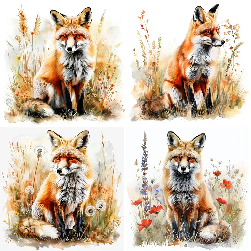 

T2329# Watercolor Fox Stickers Decoration for Living Room, Wall, Bedroom, Toilet and Home Decor Car Decals Self-Adhesive