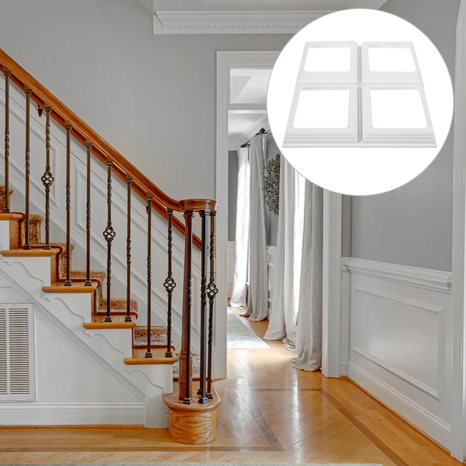 4Pcs Railing Post Skirt Plastic Fence Post Cover Skirt Decorative Base Wrap Replacement for Porch Columns Stairs Railings