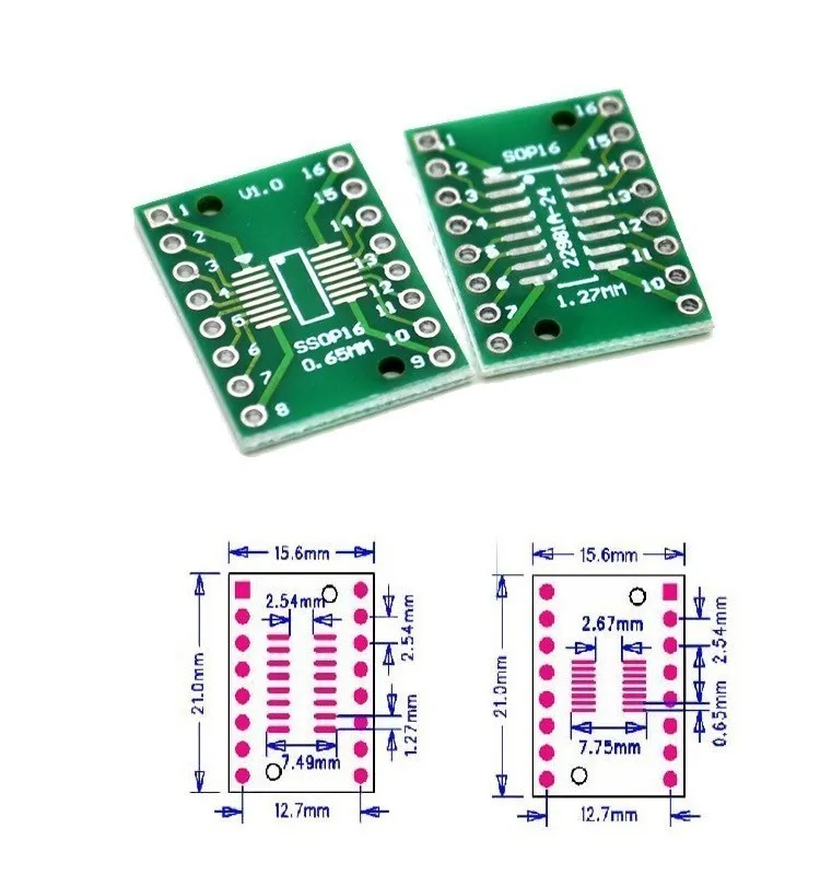 10pcs SOP Patch Adapter Board SOP8 SOP10 SOP16 SOP28 TQFP QFN IC Test Board PCB Board