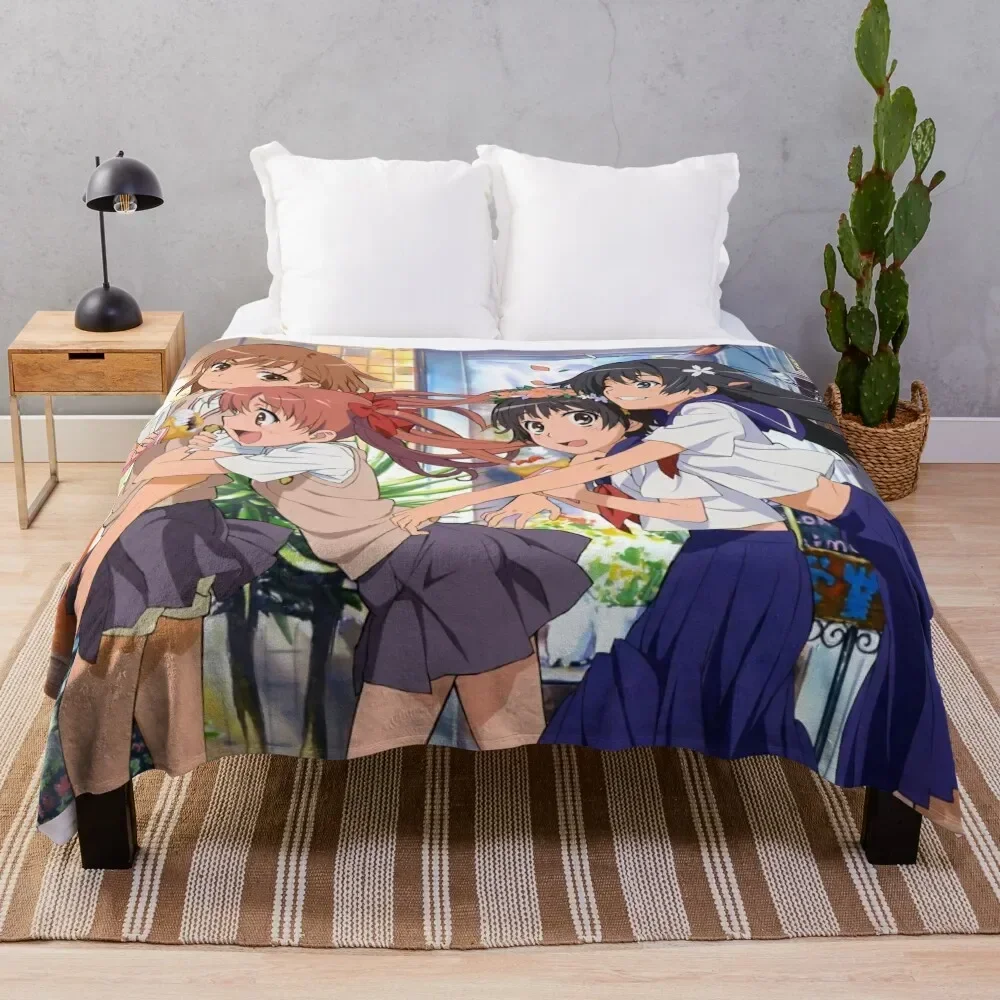 Toaru Kagaku - Misaka Mikoto, Shirai Kuroko, Saten Ruiko, Uiharu Kazari Throw Blanket Comforter Softest Decoratives Blankets