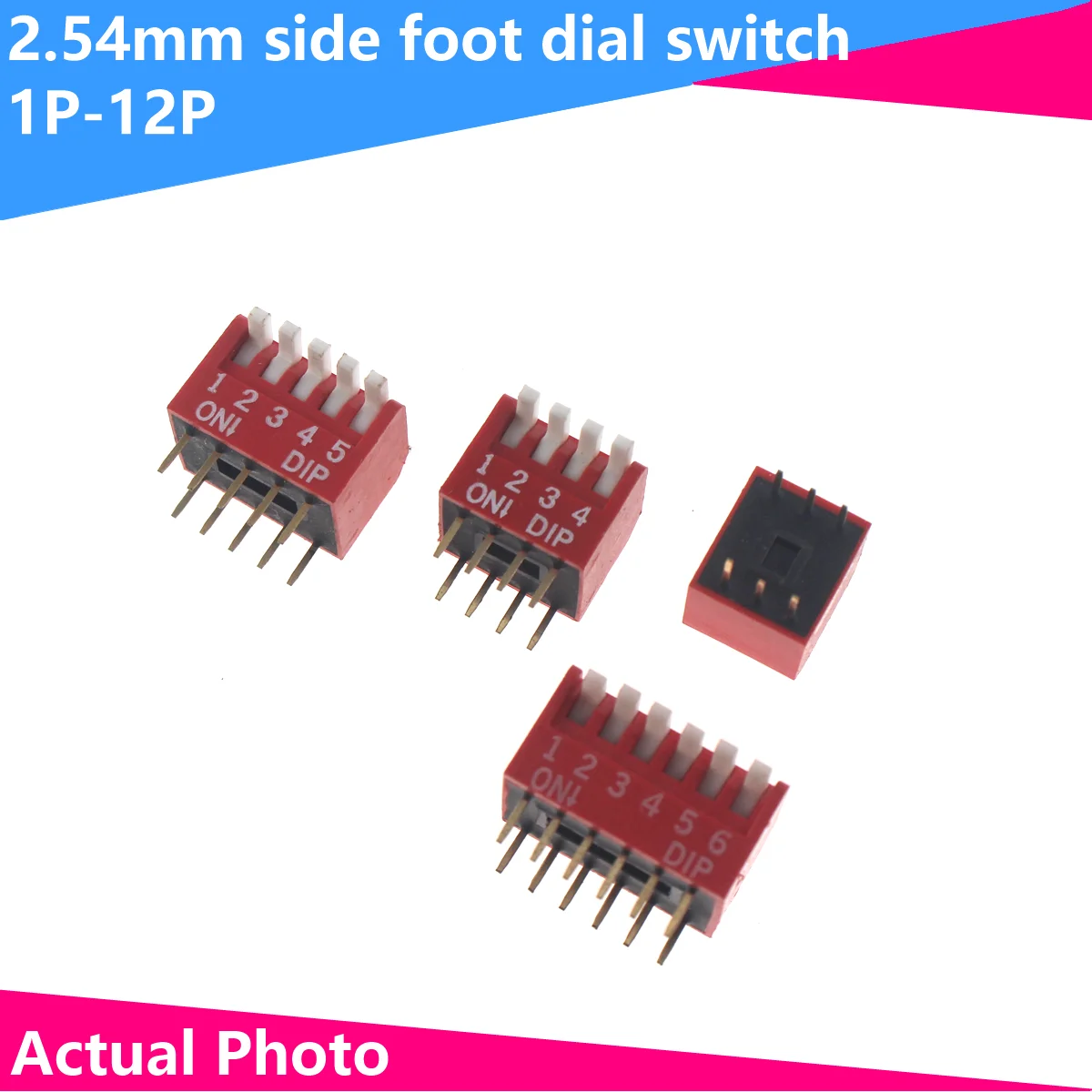 

SMD Dial code switch 1.27/2.54mm feet pitch coding switch black 1.27 IC type patch thin KE-2P /3P /4P /5P /6P /8P /10P