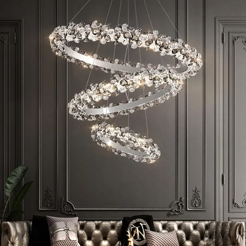 

Modern Pendant Light Chandeliers Sun Flower Crystal Led Ring Luxury Nordic Ceiling Lamp Lustre Living Dining Room Decor Fixtures