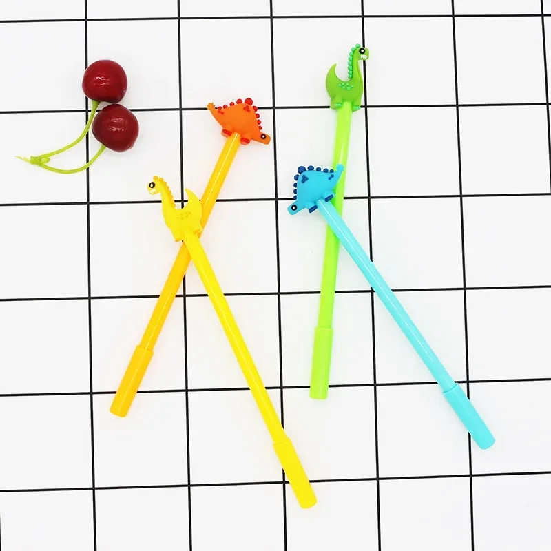 

50PCS Creative Cartoon Gel Pen Animal Black Ink Pen PVC Soft Silicone Dinosaur Signature Pen Student Stationery Gel Pens B