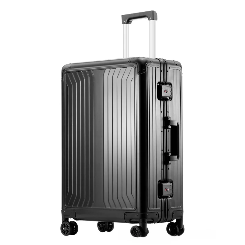 2025 All aluminum travel suitcase on wheels combination lock rolling luggage case Men's Business large size luggage Hand luggage