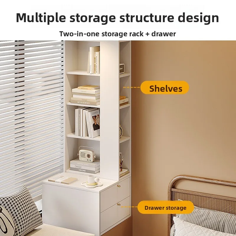 Balcony bay window cabinet, storage cabinet solid wood locker, window sill simple bookcase