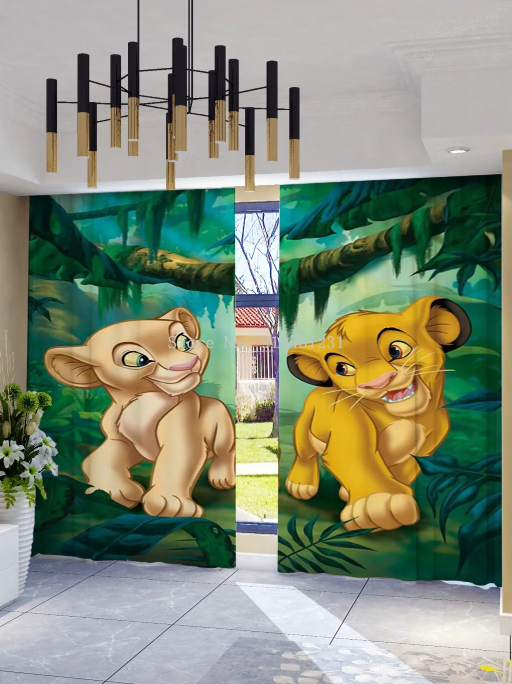 Simba Lion King 3D Blackout Curtains Bedroom Living Room Kitchen Decorations for Children Birthday Gift  Home Textiles