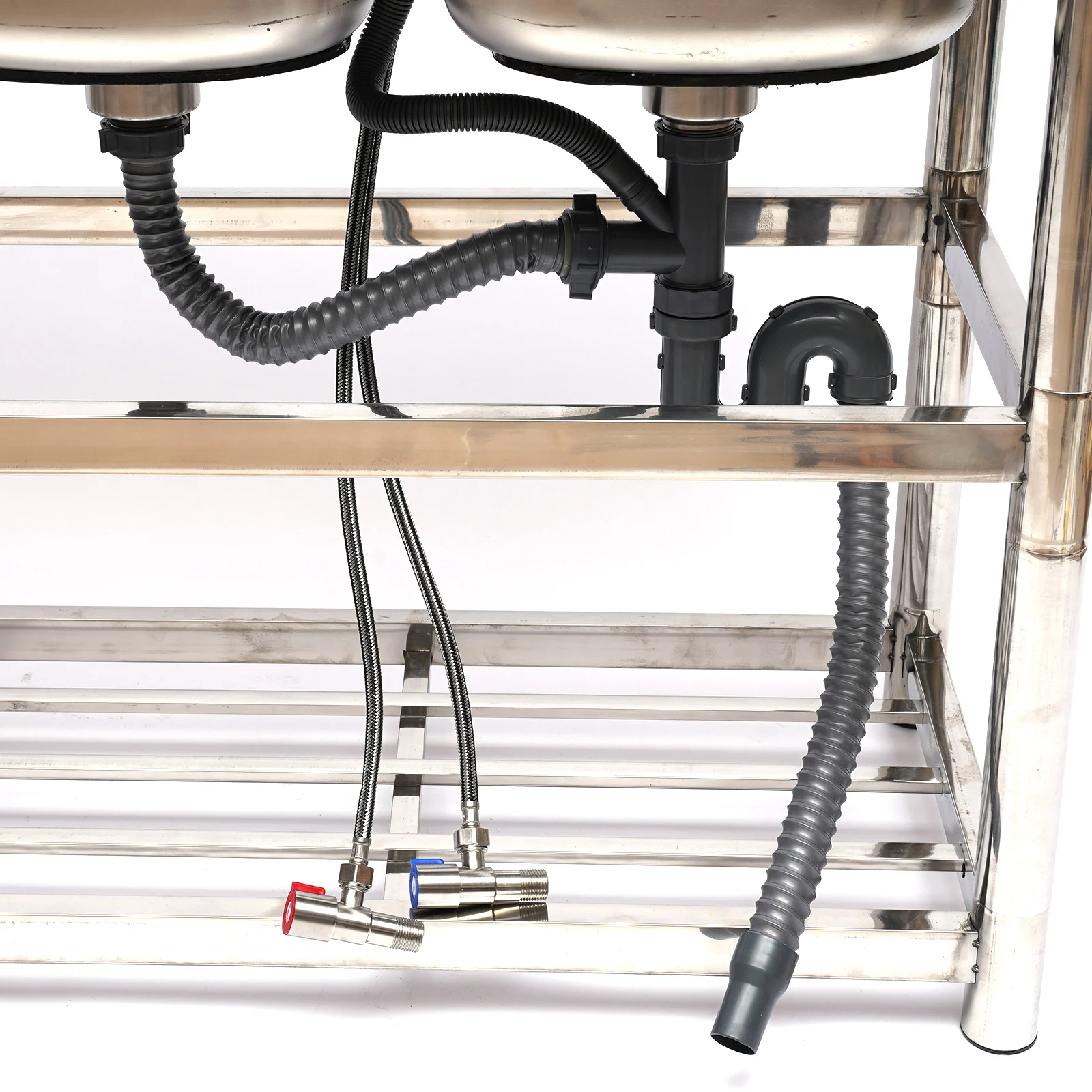 Stainless Steel Utility Sink with Double Bowl Design, 330 lbs Load Capacity, Anti-Clogging Drain Filter, Easy Installation,