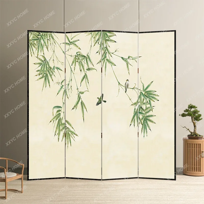 Chinese Style Subareas Screens Entrance Decoration Mobile Folding Bedroom Covering Modern Minimalist Flowers and Birds