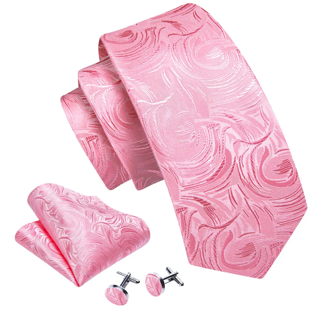 باري وانغ هندسية الجاكار التعادل للرجال ، الزفاف الخوخ الوردي الحرير ، رائعة منديل ، أزرار أكمام مقاطع مجموعات ، هدايا حفلة العريس #2