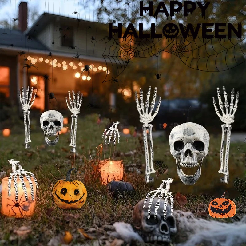 

1/2/3PCS Halloween Skeleton Pile Decoration Ghost House Garden Halloween Decoration Realistic Skeleton Hand Horror Decoration