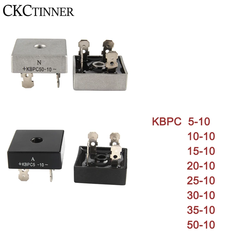 2 قطعة KBPC0510/1010/1510/1510/2010/2510/3010/3510/5010 لحام دبابيس معدنية حالة مرحلة واحدة نصف موجة مقوم الجسر الثنائي #4