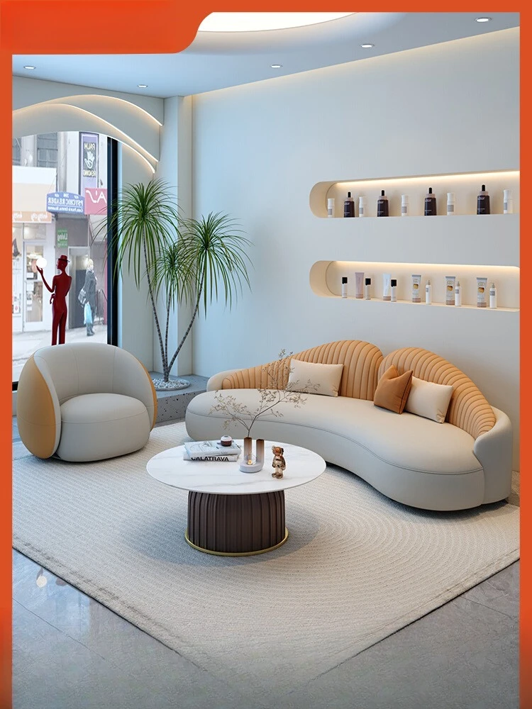 

Curved sofa beauty salon rest area reception light luxury clothing store office meeting guests