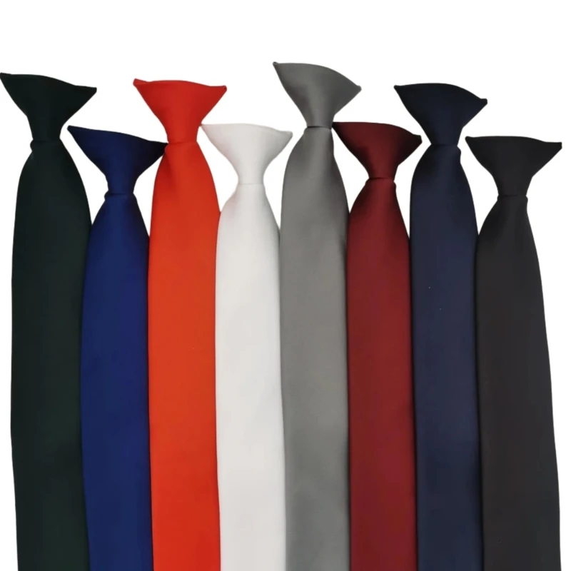 Men's Solid Color Clip On Tie Pre Tied Necktie for Wedding and Business Meetings Dropshipping