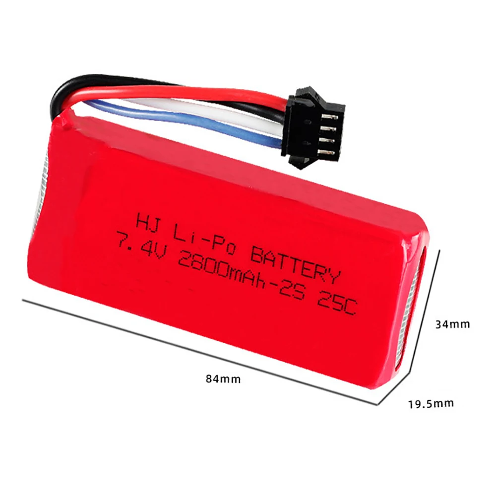 Lipo 배터리 SM-4P 플러그, Udi UDI902 UDI002 HQ961 HQ96 RC 보트 예비 부품, RC 장난감 배터리, 2S 7.4V 2800mAh 25C