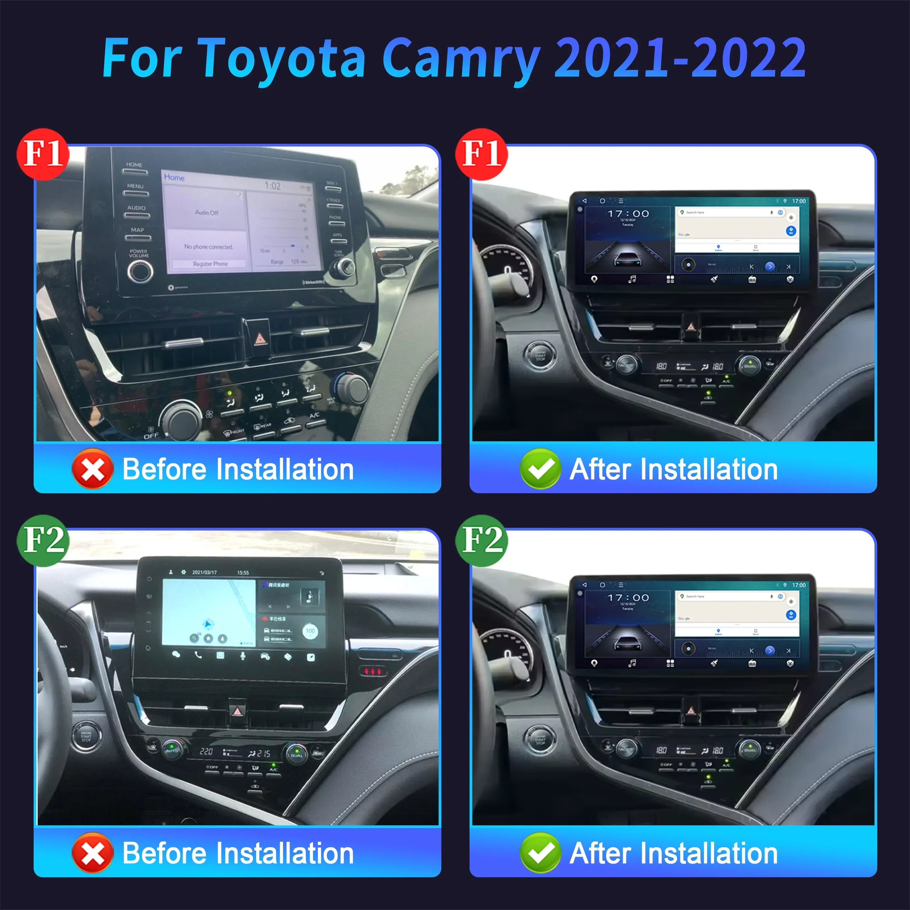 12.3inch For Toyota Camry 2021-2022 Car Radio Multimedia Android 14 4G GPS Navigation Wireless BT Carplay Head Unit Touch Screen