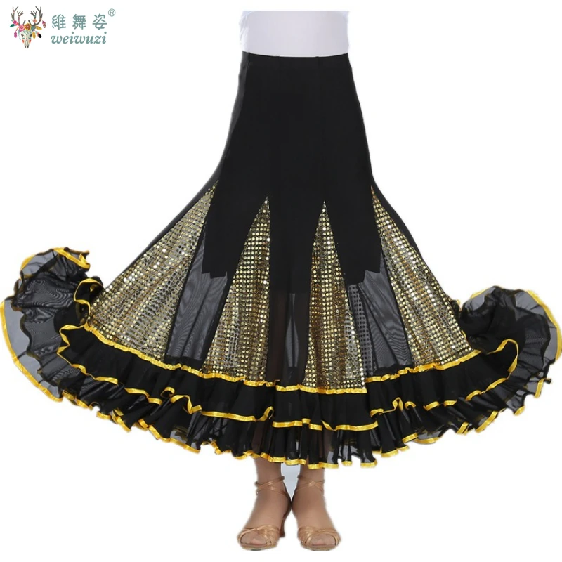 Nuove gonne da ballo da sala da donna Salsa latina Tango Gonne da ballo moderne Standard nazionale Valzer Concorso di flamenco Abito da ballo