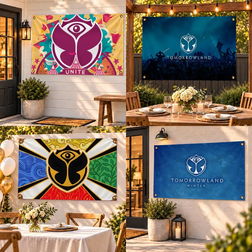 T-Tomorrowland Flags Custom Wall Hanging Background Art Banner For Bedroom Home Living Room Outdoor Decor