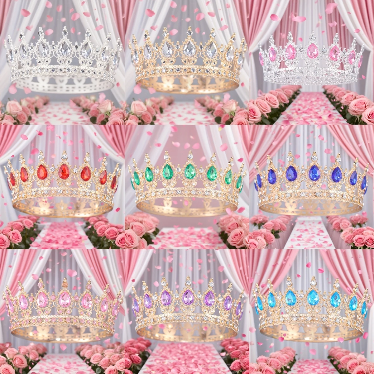 

Барочные хрустальные круглые тиары и короны, ободок для женщин, для вечеринок, выпускных, свадеб, аксессуары для волос, ювелирные изделия, корона, тиара