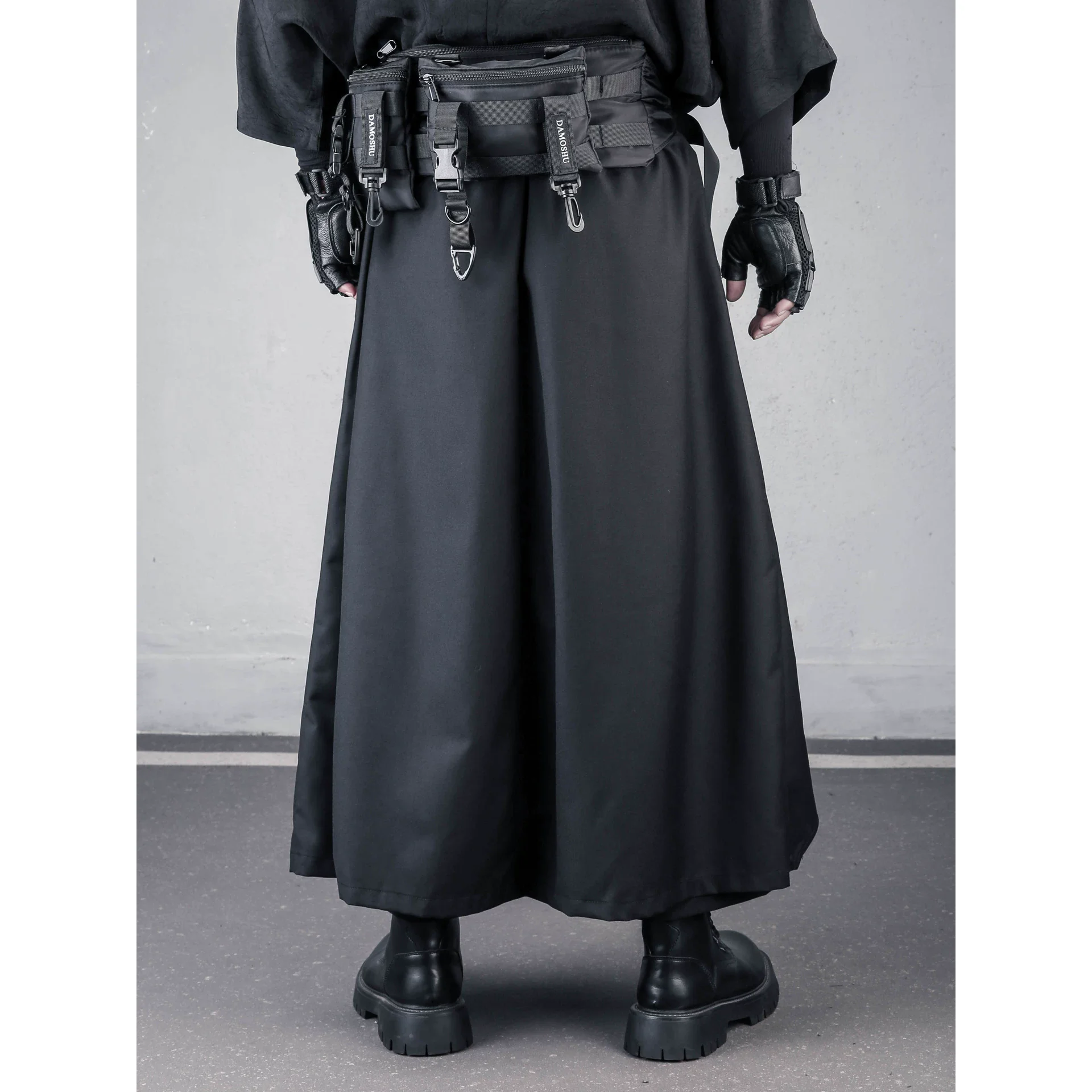 Men Yamamoto Style Skirt Pants Asymmetrical Splicing Baggy Capri Trousers Japanese Dark Aesthetic Loose Streetwear Bottoms