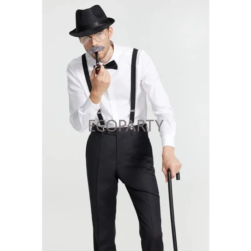 Ecoparty 1920s Men Costume Accessories Set Gatsby Newsboy Hat Old Man Costume Accessories Set Grandpa Accessories Set médiéval