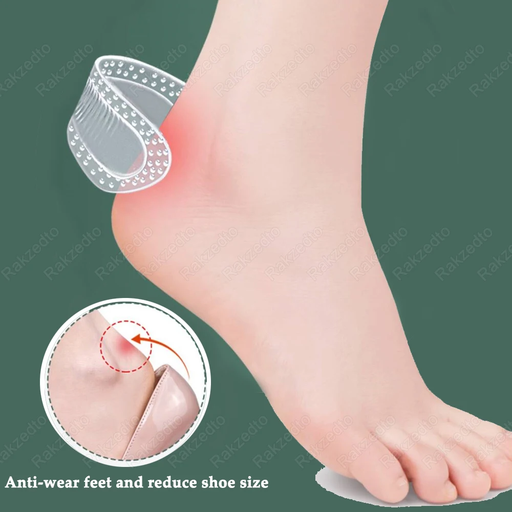 3Pairs Silicone Heel Protector Stickers for Shoes too Big Reduce Size High Heels Pain Relief Insole Non-Slip Anti-Wear Foot Pads