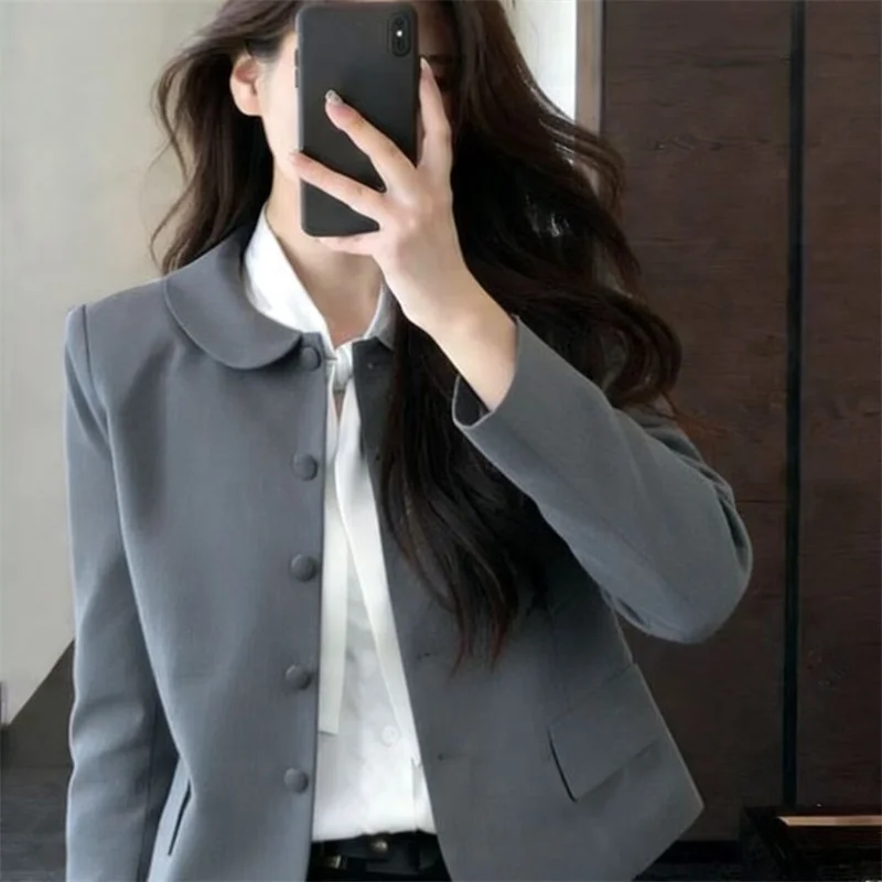 

New Fashion Loose Cardigan Popular Single-breasted Coat Small Fragrance Beautiful Short Casual Grey Coat Women Spring and Summer