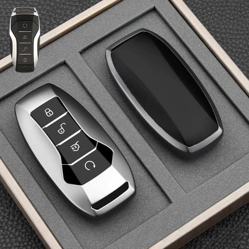 ฝาครอบสําหรับ BYD Song Plus Atto 3 Han EV Tang DM Qin Seal Dolphin หนังโลหะ Remote Fob พวงกุญแจรถอุปกรณ์เสริม