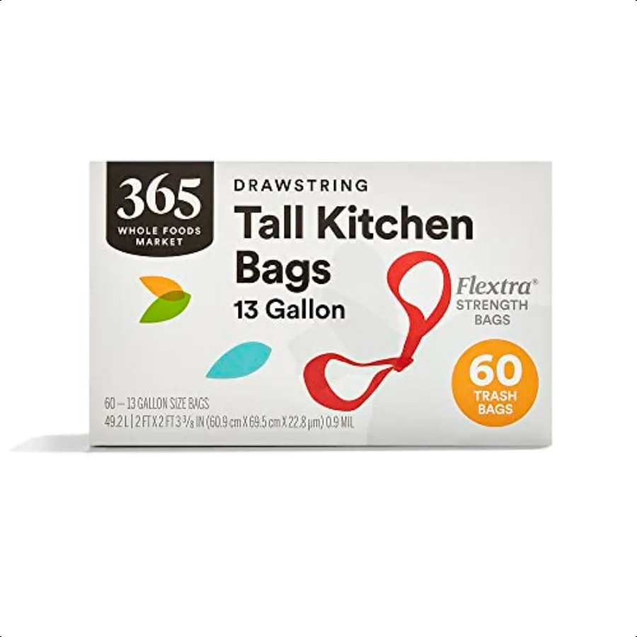 

Flextra gth Высокие кухонные мешки для мусора на шнурке, 13 галлонов, 60 шт.