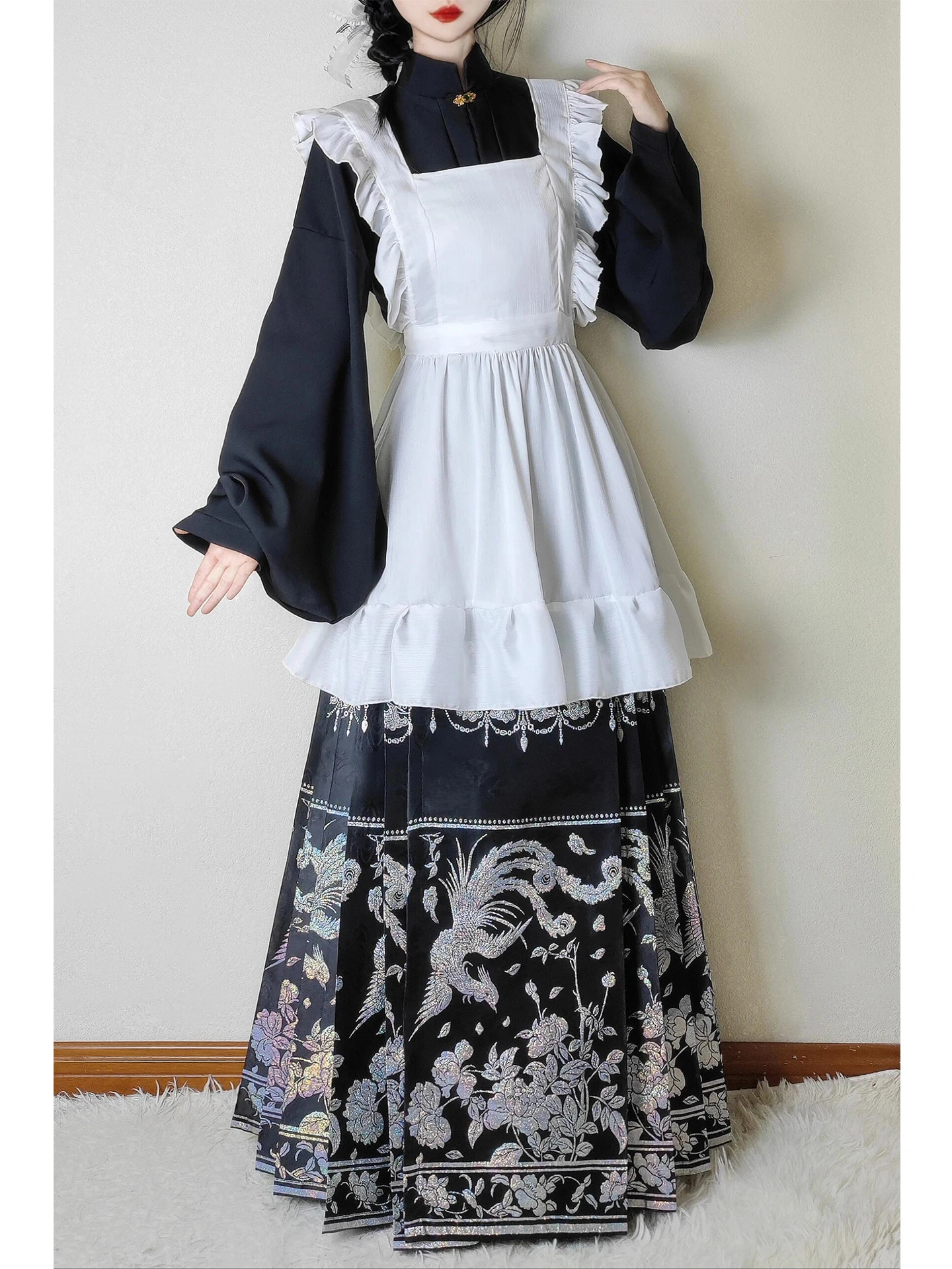 

Daily Lolita Ming Dynas Hanfu Set with Stand Collar Tail Skirt loween Cosplay Polyester Fiber No Brand Registered