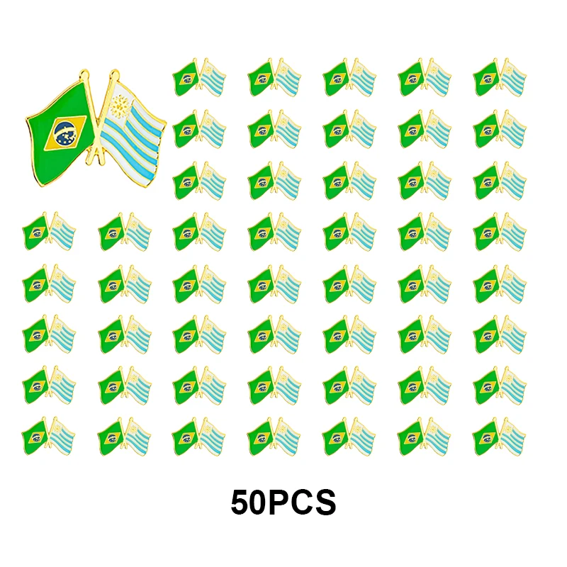 1-3-5-10-50-100pcs Uruguay &  Brazil Badge Brooch Natinal Lapel Pins Flag Lapel Pins Country Flag Badge