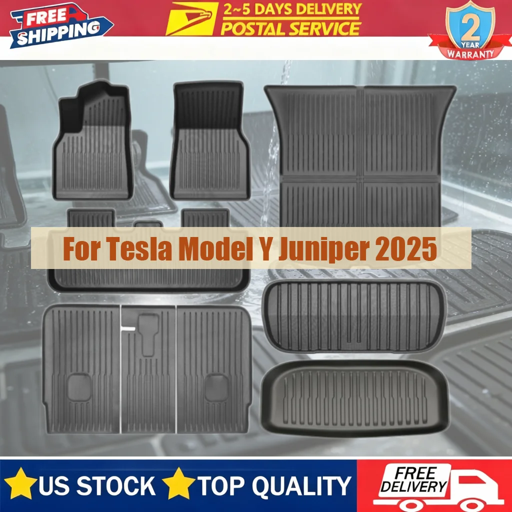 

Car Floor Mats All Weather Trunk Mats Floor Liner Mats For Tesla Model Y Juniper 2025 Model Y 2021-2024 Mats Accessories