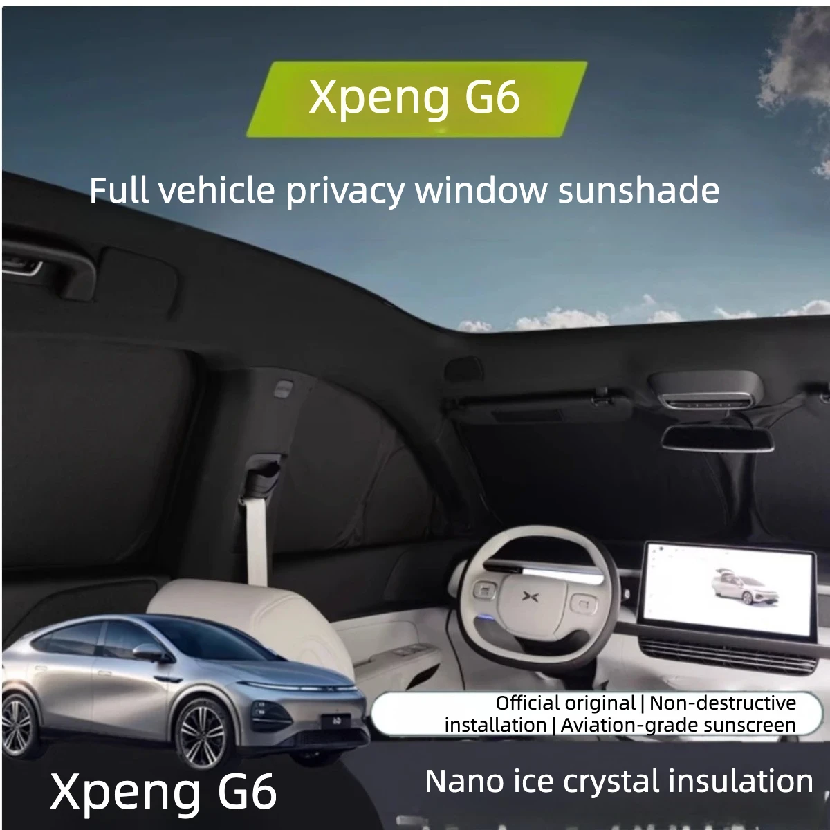 

For Xpeng G6 23-25 Car Window Sun Shade Curtain Summer Sun Protection Sunshade Cover UV Reflective Magnetic Car Privacy Curtains