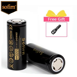 Sofirn 26650 5500mah Flat Head 3.7V 25A 5C High Discharge Drain Lithium for Torch /Flashlight