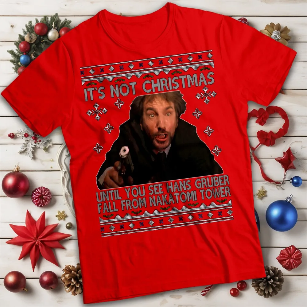 Die Hard Christmas T-Shirt Funny Mens and Womens Tee O-neck Hot Sale Christmas Tops Classic Movie Printed Shirt Casual Cotton T