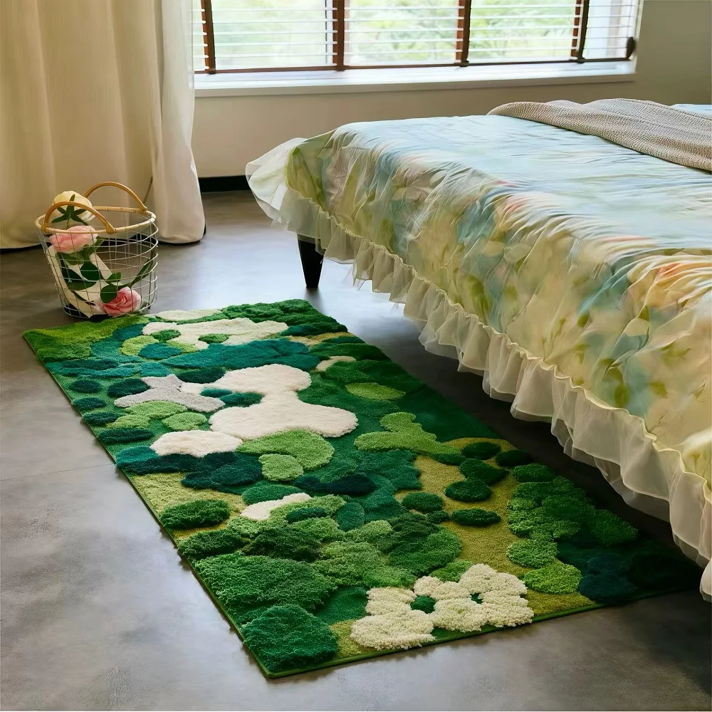 Cashmere Long Hair Moss Rug Soft Non-Slip Floor Mat for Bedroom Living Room