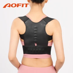 AOFIT Corrector de postura de espalda, corsé de terapia correctora de hombro magnético ajustable, cinturón de soporte Lumbar