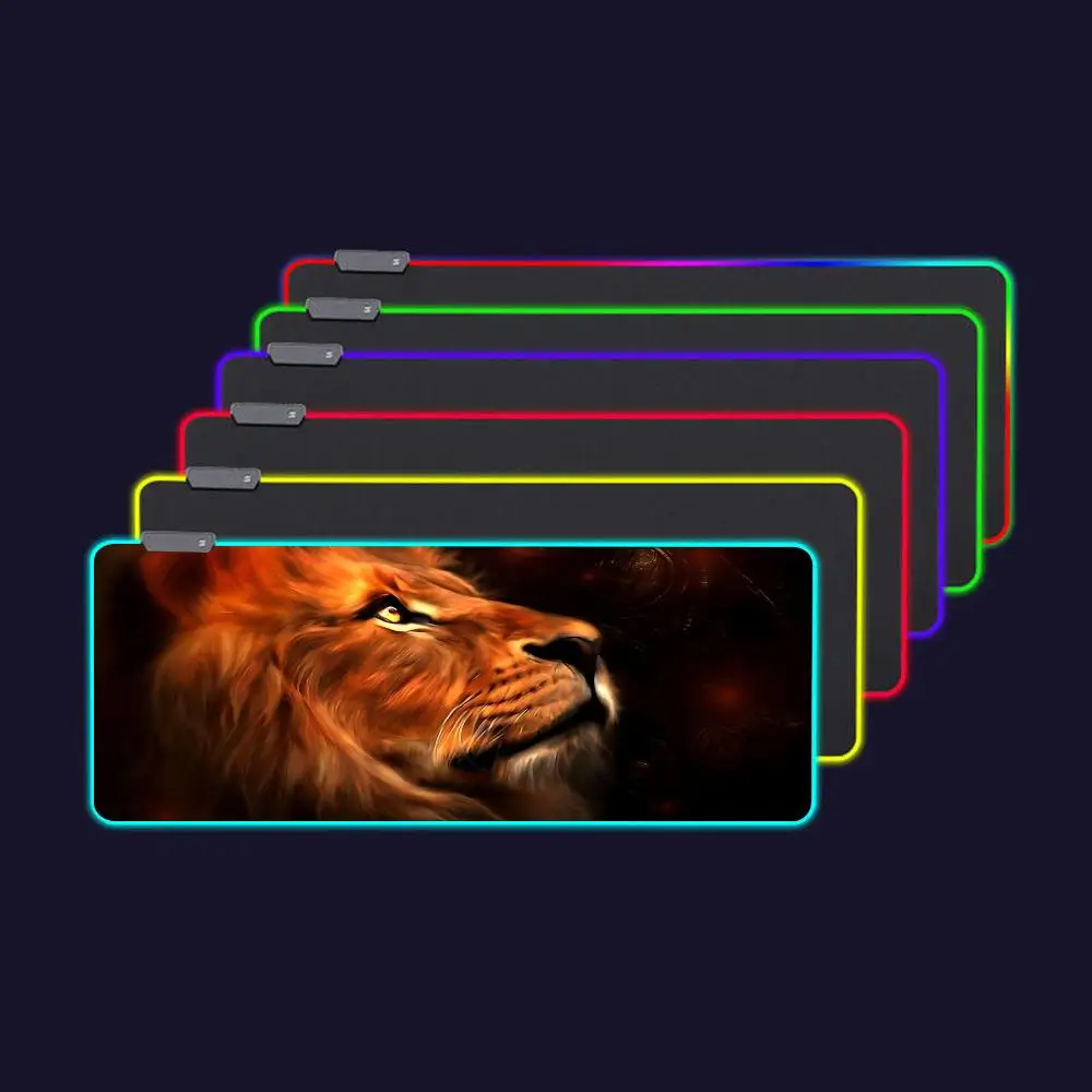 

Animal Lion Mouse Pad Large luminous mouse pad, RGB 700x300xmm streamer, LED gaming internet café table mat, home keyboard pad